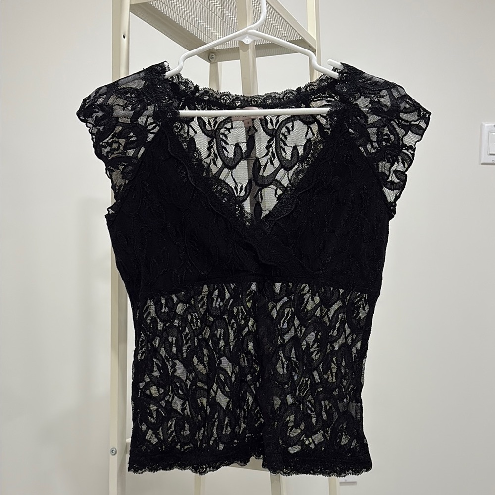 No Excuse Black Lace Top